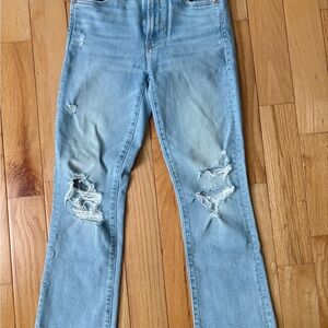 MOTHER Light Blue Distressed Ankle Jeans
